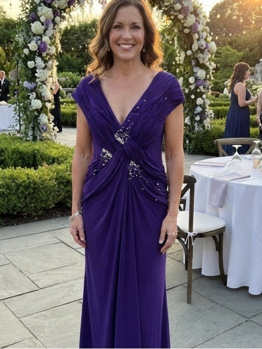 Janique Purple cocktail Maxi Dress with Embellishments 18